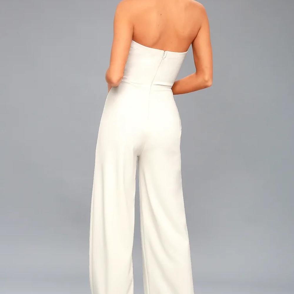 Lulus | Edith White Strapless Jumpsuit - Picture 4 of 9